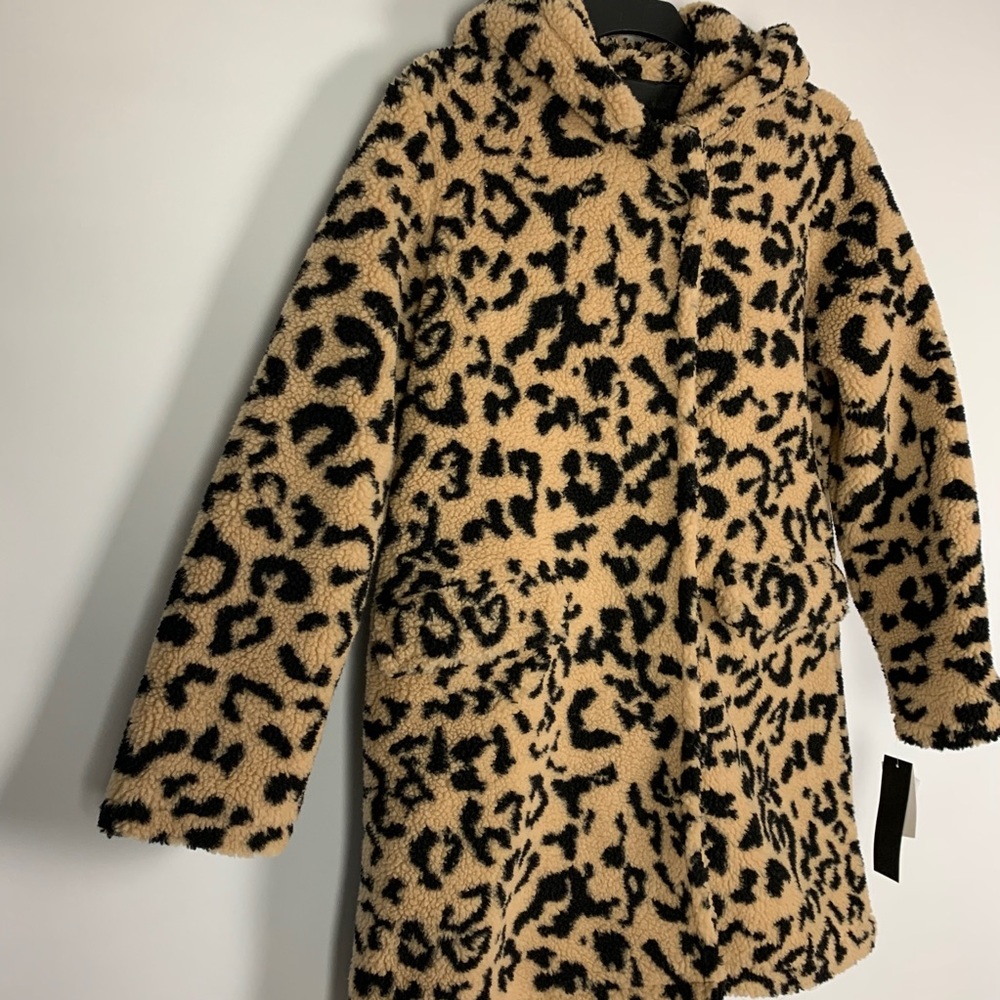 madden NYC leopard coat size MED NWT